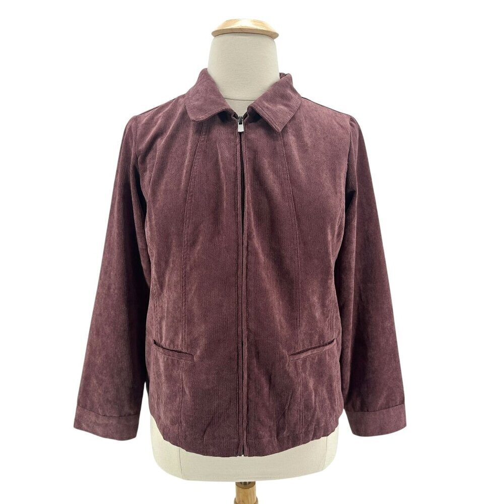NEW Christopher & Banks Petite Womens XLP Jacket Petites Burgundy Purple Zipper